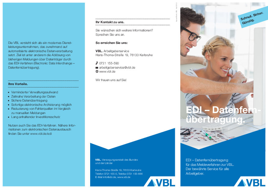 EDI. Datenfernübertragung für das Meldeverfahren zur VBL.