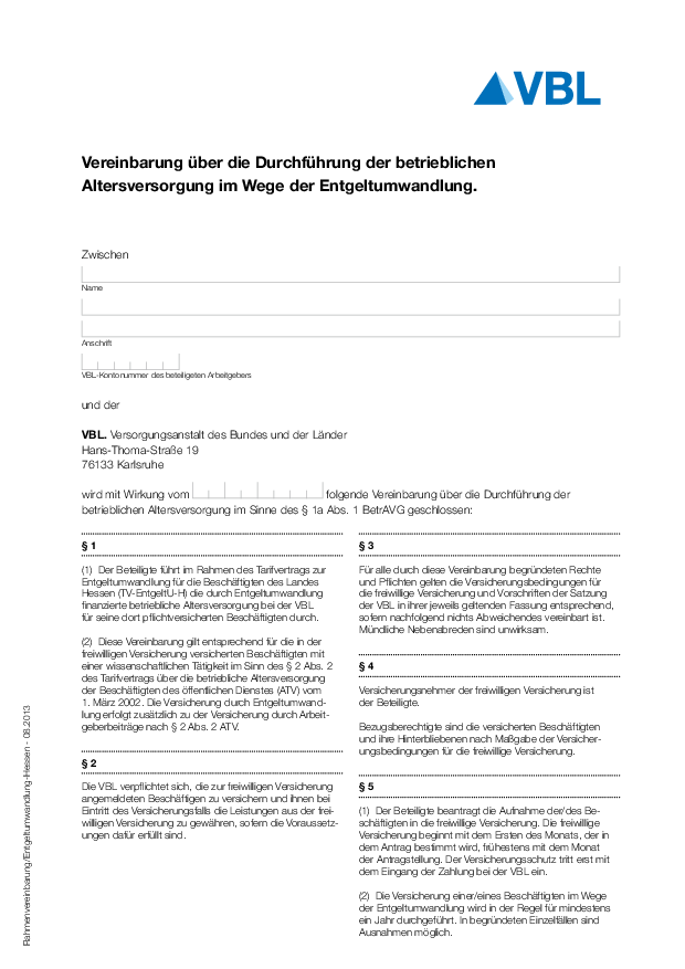 Rahmenvereinbarung Entgeltumwandlung Hessen